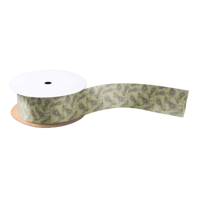 Feather Pattern Satin Ribbon (Spool)