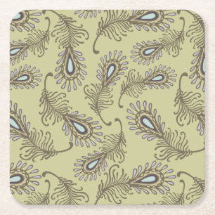 Feather Pattern Square Paper Coaster