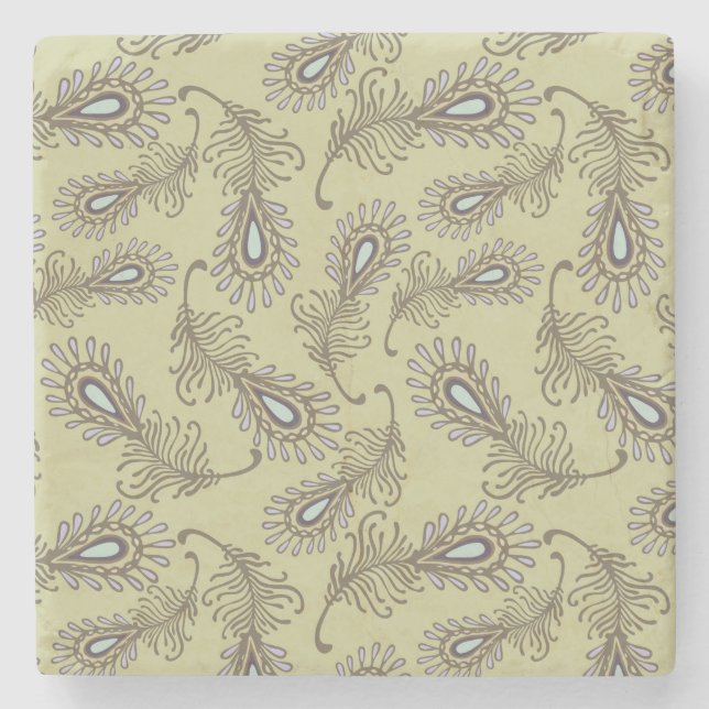 Feather Pattern Stone Coaster (Front)