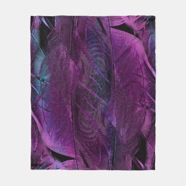 Feather pattern texture form fleece blanket (Front)