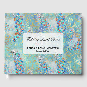 Feather peacock guest book