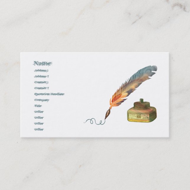 Feather Pen Business Card (Front)