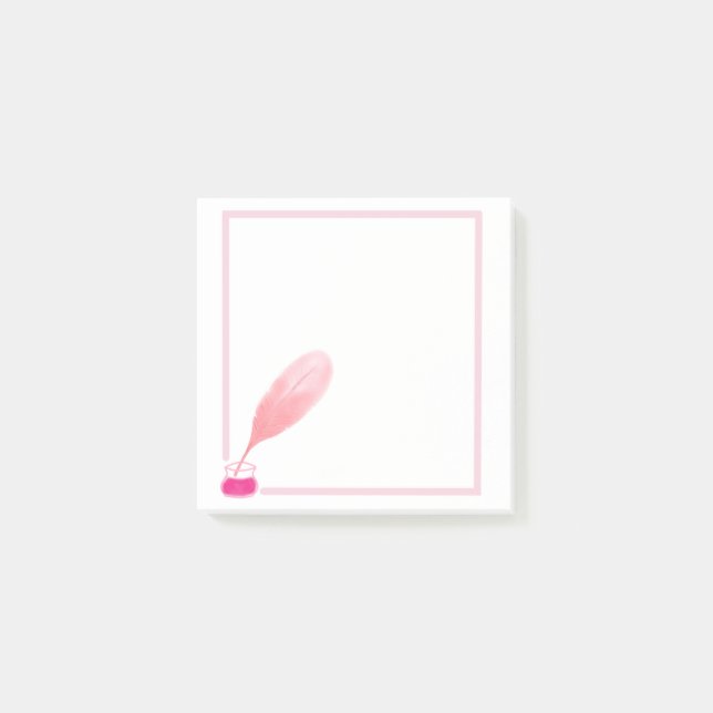 Feather Pen Design Square Notes (Front)