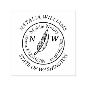 Feather Pen For Notary Logo Self-inking Stamp