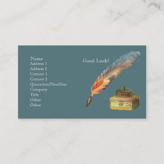 Feather Pen Good Luck Business Card