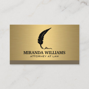 Feather Pen Logo   Gold Metallic Business Card