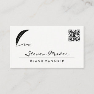 Feather Pen Logo   QR Code Business Card