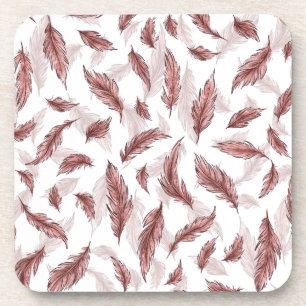 feather print stand, happy smiling wolf coaster