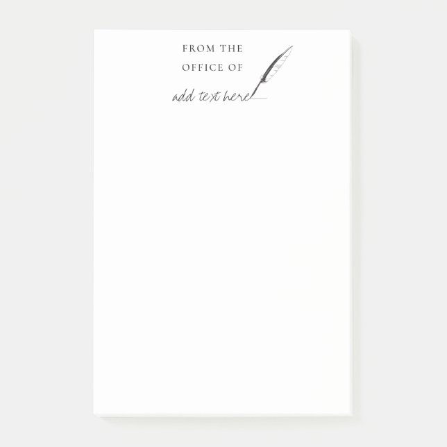 Feather Quill Author Writer Custom Personalised  Post-it Notes (Front)