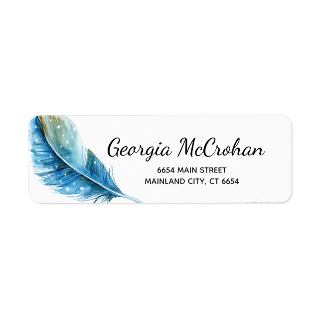 Feather Script Typography Return Address Label (Front)