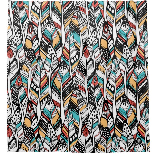 Feather seamless pattern shower curtain (Front)
