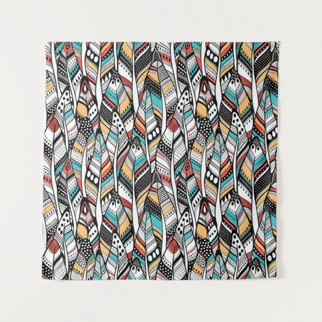 Feather seamless pattern tapestry (Front)