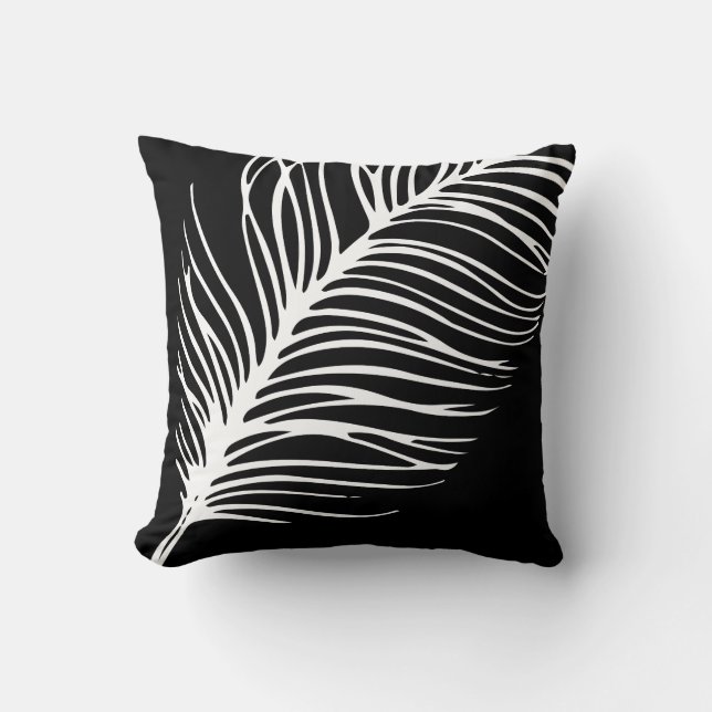 Feather Silhouette Black and White Cushion (Front)