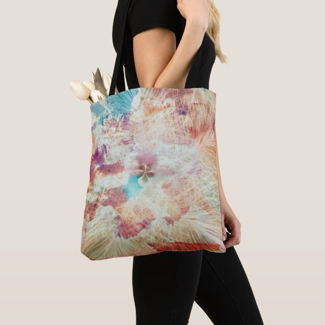 Feather Snowflake Sky Clouds Galaxy Purple Blush Tote Bag (Close Up)