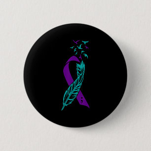 Feather Suicide Prevention Awareness You Purple Te 6 Cm Round Badge