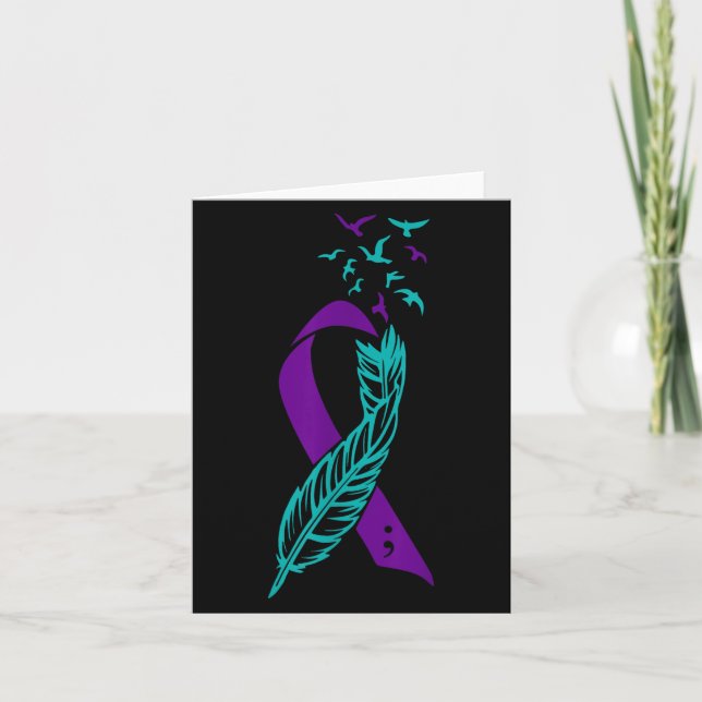 Feather Suicide Prevention Awareness You Purple Te Card (Front)