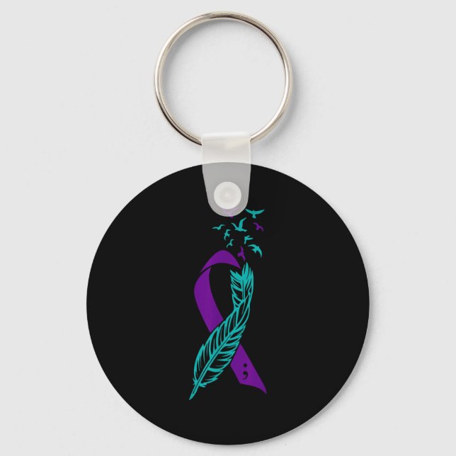 Feather Suicide Prevention Awareness You Purple Te Key Ring (Front)