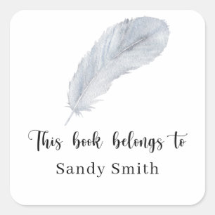 Feather - This book belongs to Square Sticker