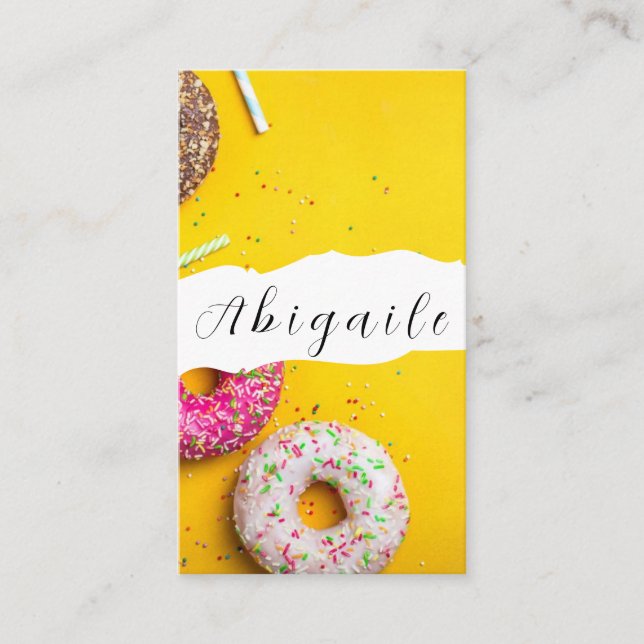 Feather Vector Seamless Vintage Doughnuts Business Card (Front)
