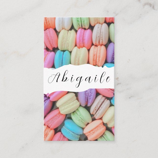 Feather Vector Seamless Vintage Macarons Business  Card (Front)