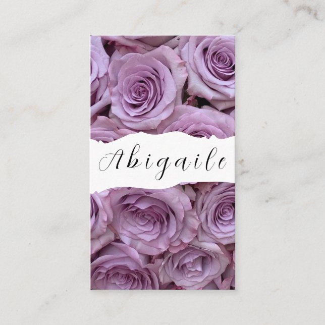 Feather Vector Seamless Vintage Roses Business Card (Front)