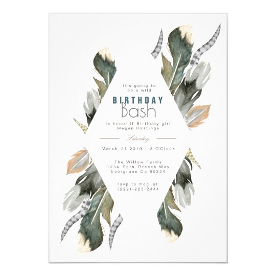 Feather Watercolor | Boho Birthday Invite
