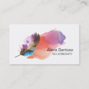 Feather Watercolor Business Card