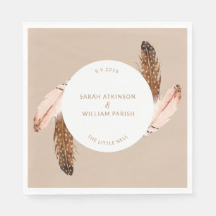 Feather Watercolor Luncheon Napkin