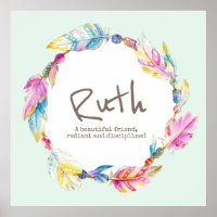 Feather watercolor name meaning Ruth