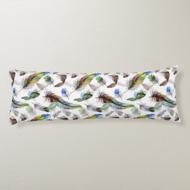 Feather Watercolor Pattern  Body Cushion (Back)