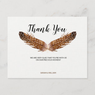 Feather Watercolor Thank You Card