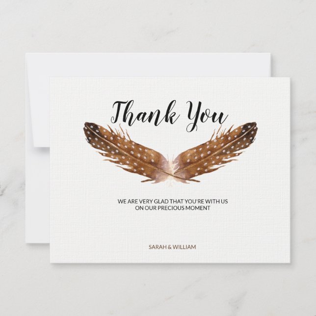 Feather Watercolor Thank You Card (Front)