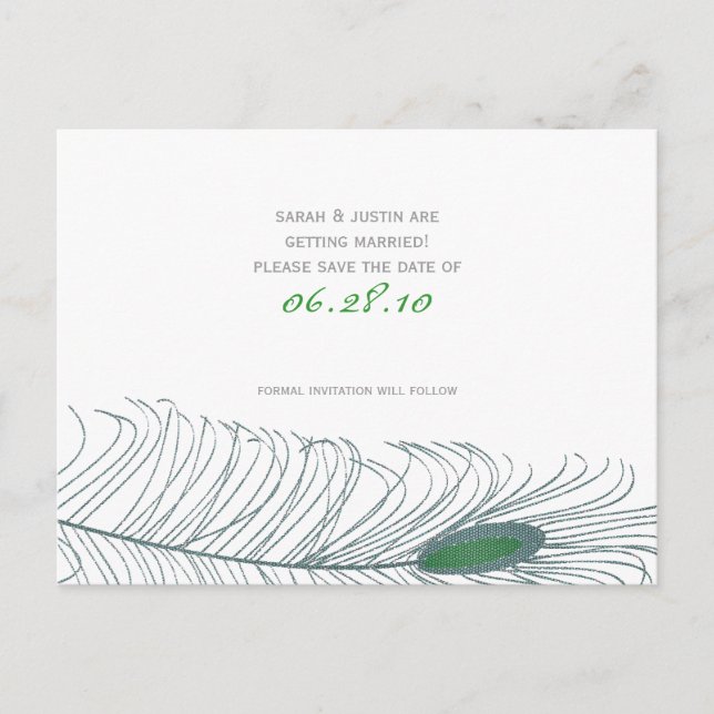Feather Wedding II Announcement Postcard (Front)