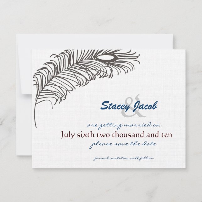 Feather Wedding III Invitation (Front)