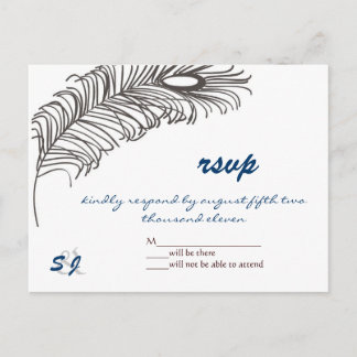 Feather Wedding III Invitation Postcard