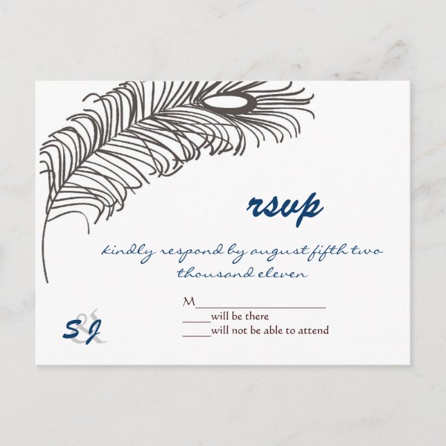 Feather Wedding III Invitation Postcard (Front)