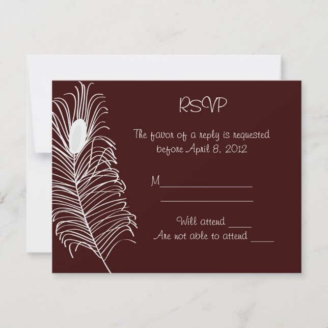 Feather Wedding RSVP Card (Front)