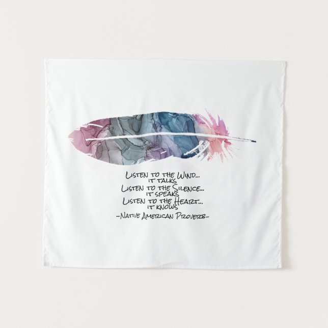 "Feather" with Native American Proverb Tapestry (Front (Horizontal))