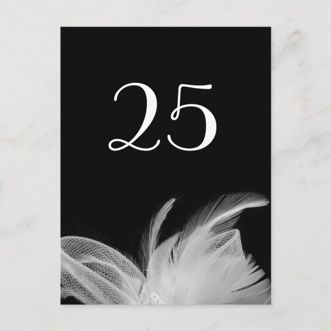 Feathered 1920's Table Number Postcard (Front)