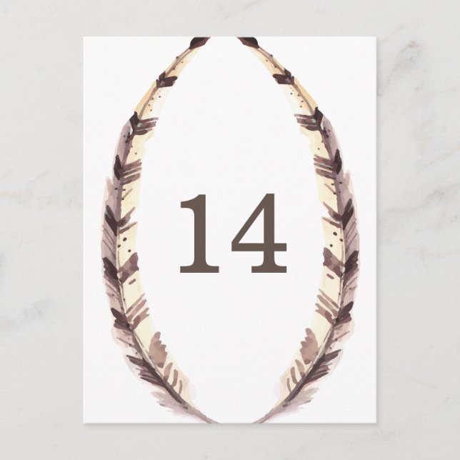 Feathered Border Table Number Postcard (Front)