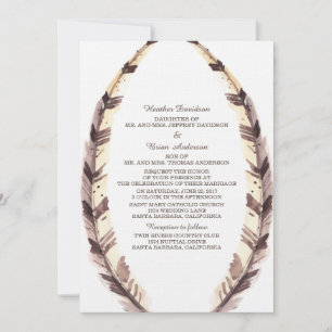 Feathered Border Wedding Invite