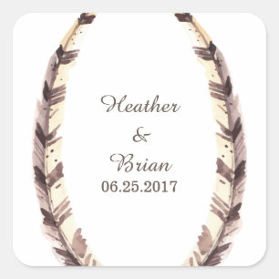 Feathered Border Wedding Stickers