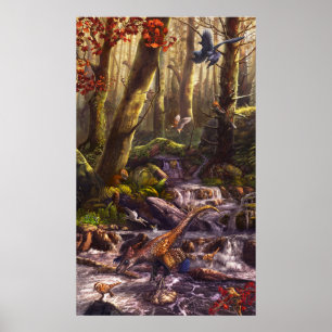 Feathered Dinosaurs of Early Cretaceous China Poster