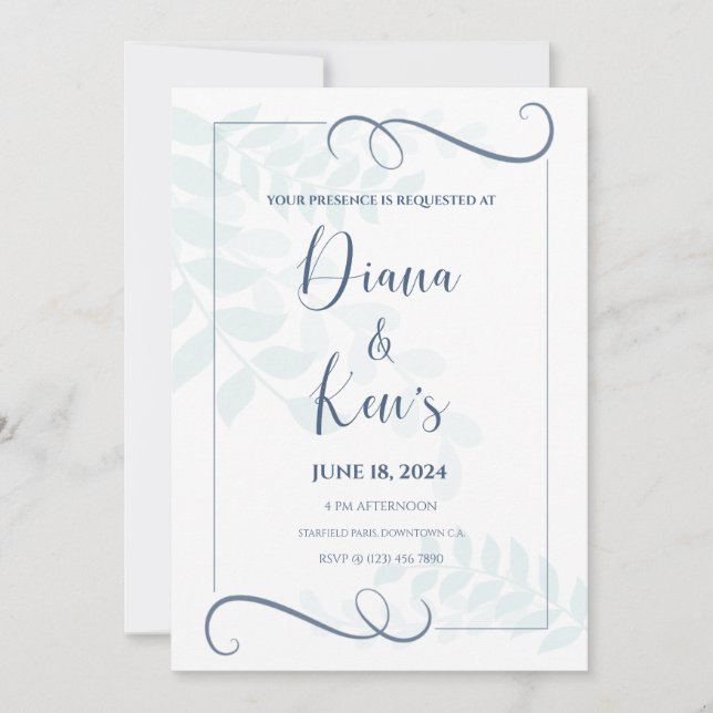 Feathered Elegance in White Feathers Letter Art Invitation (Front)