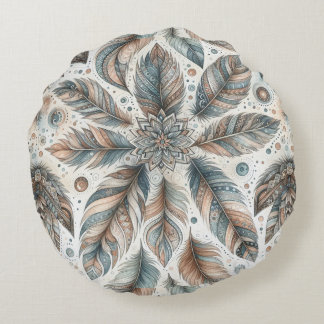 Feathered Flower Round Cushion