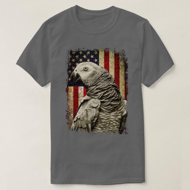 Feathered Friend Chic African Grey Parrot Tee for  (Design Front)