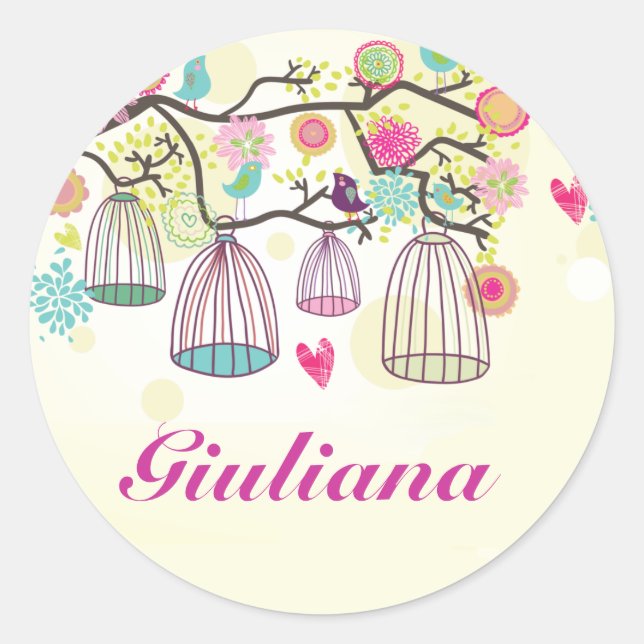 Feathered Friends Round Sticker (Front)