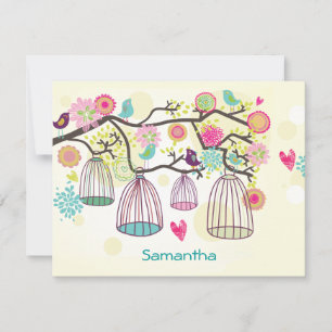 Feathered Friends Spring Flat Notecard