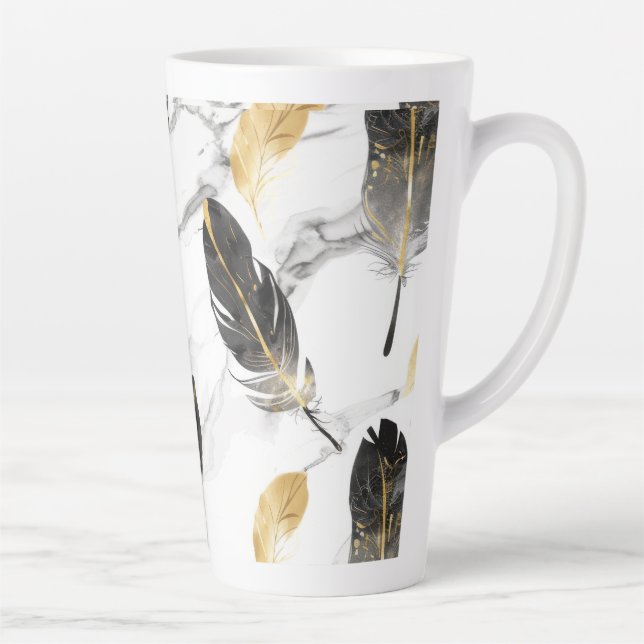 "Feathered Grace Ceramic Mug" Latte Mug (Right)