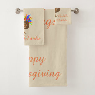 Feathered Male Turkey Thanksgiving Bath Towel Set